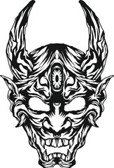 Japanese oni mask emblem vector