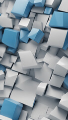 Abstract wallpaper created from Blue 3D Shapes. Tech 3D Render with copy-space