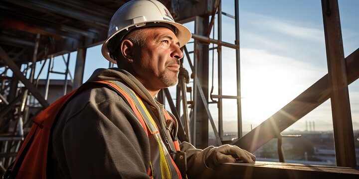 AI Generated. AI Generative. Construction person man worker builder at home architecture project work background. Can be used for business industry real estate purpose