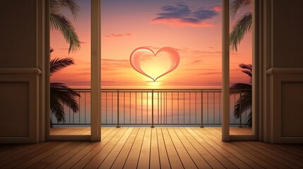 Romantic sunset view with space for a love message