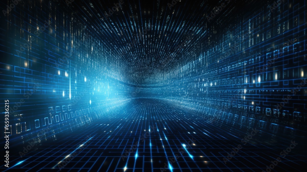 Fototapete Internet binary data code computing or transmission process, Internet data transmission, Binary Code Background, Digital Abstract technology background