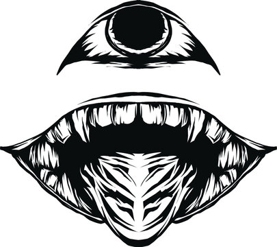 Japanese oni mask emblem vector