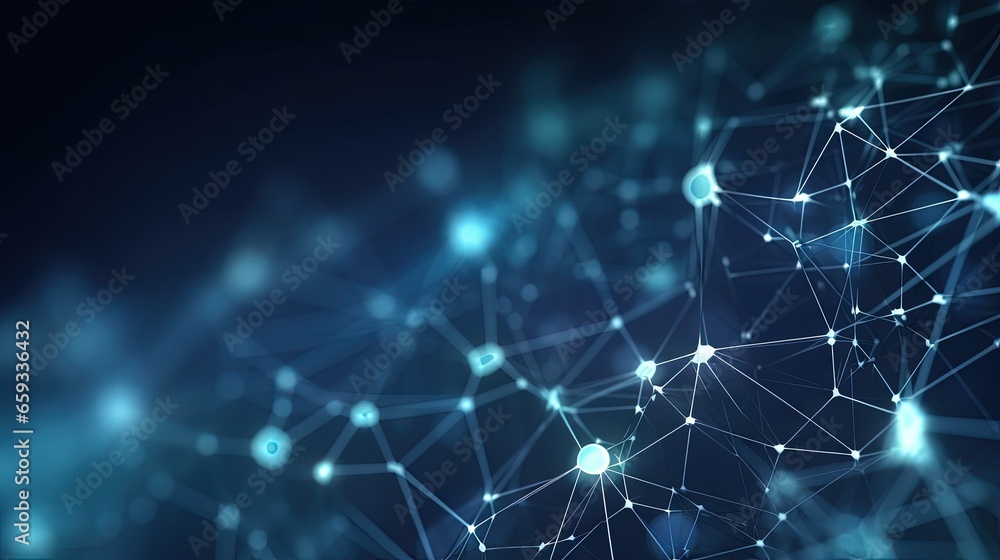 Leinwandbilder Polygonal background with dots and lines. Network connection structure. Science and technology. 3d rendering