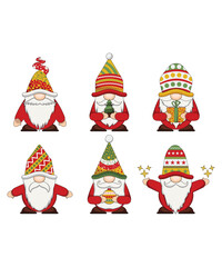 6 Christmas Gnomes With Colorful Christmas Accessories
