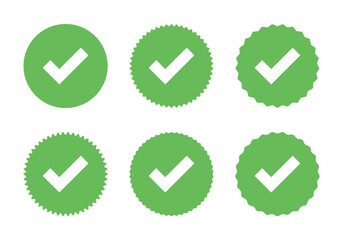 Check mark icon vector set collection in flat style. Tick, approve sign symbol