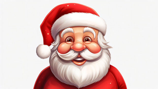 Father Christmas face portrait, also known as Santa Claus or Saint Nicholas during the December winter festive season, isolated on a white background, Generative AI stock illustration image