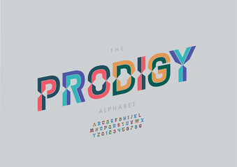 Vector of stylized modern font and alphabet