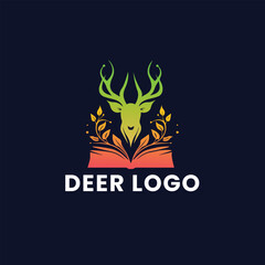 Deer Gradient Colorful Logo. Deer Head Logo Design