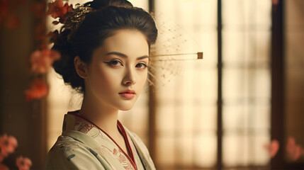 Hermosa joven geisha 