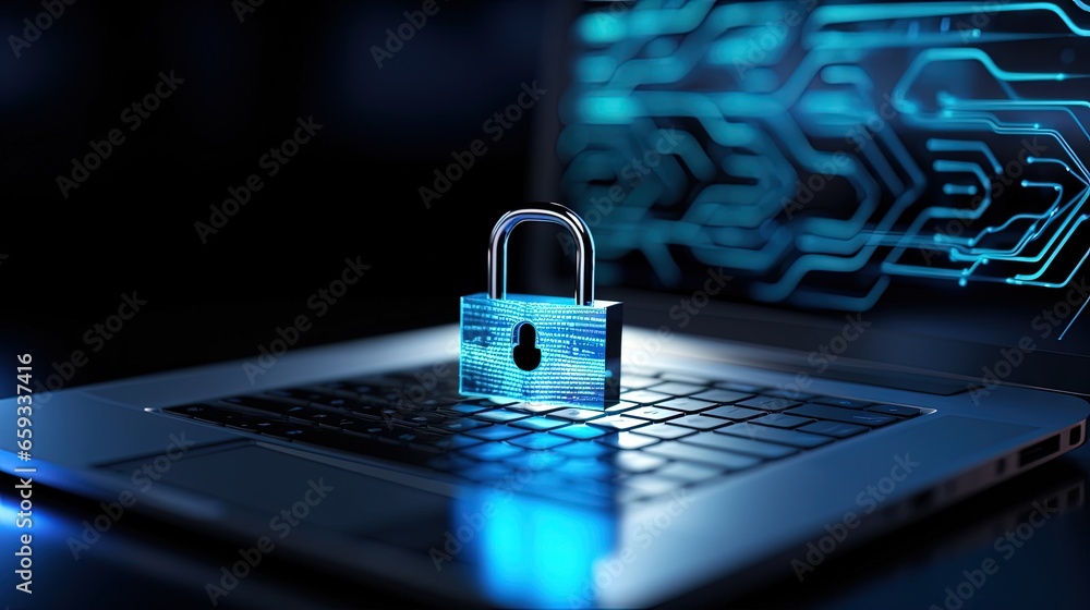 Aufkleber computer security internet lock icon data protection symbol blue keyboard