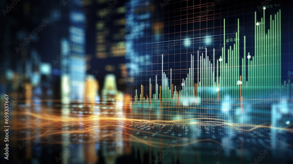 Poster financial data on a monitor. finance data concept. stock market pricing abstract. business backgroun