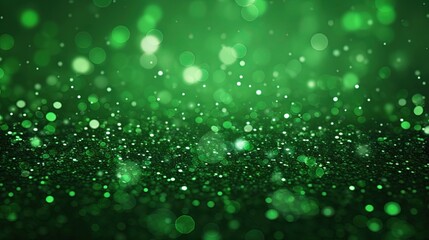 green Sparkling Lights Festive background with texture. Abstract Christmas twinkled bright bokeh defocused