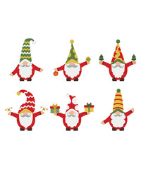 6 Lovely Christmas Gnomes With Christmas Accessories And Ornaments