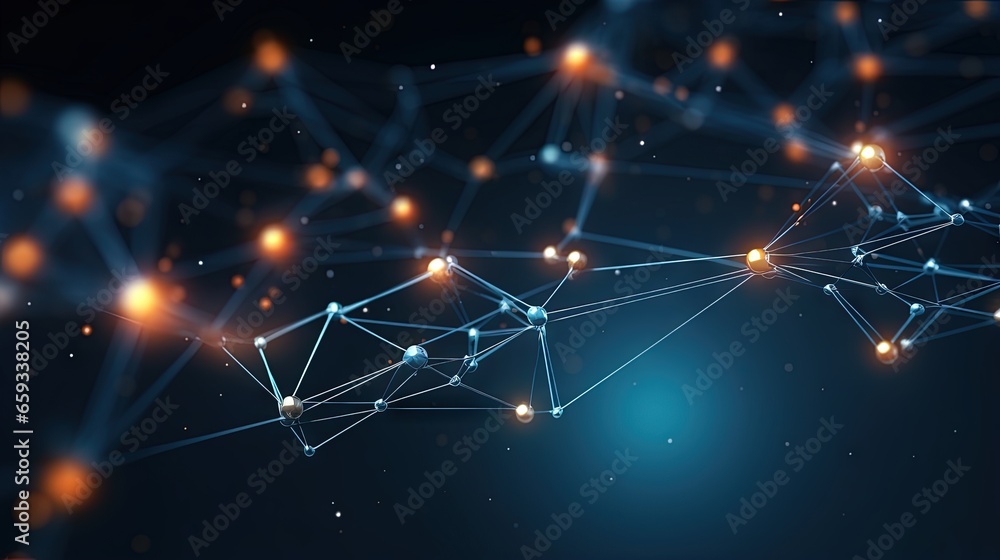 Leinwandbilder Polygonal background with dots and lines. Network connection structure. Science and technology. 3d rendering