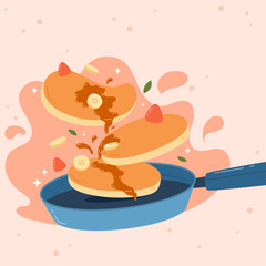 Flat design of cute pancake day vector