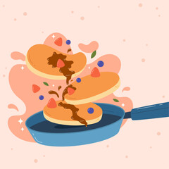 Flat design of cute pancake day vector