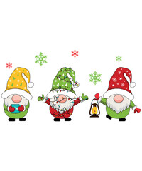 3 Holiday Christmas Gnomes With Christmas Ornaments