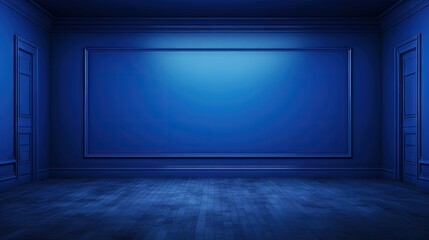 empty blue room in 3d background.
