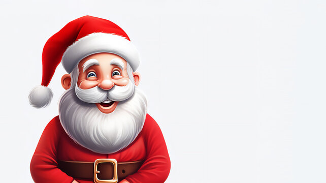 Father Christmas portrait, also known as Santa Claus or Saint Nicholas during the December winter festive season, isolated on a white background, Generative AI stock illustration image