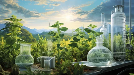 Rolgordijnen Biotechnology and laboratory research on organic plant cultivation. © HN Works