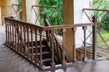 Fototapeta na wymiar Wooden staircase of the French Consulate in Longzhou, Guangxi, China