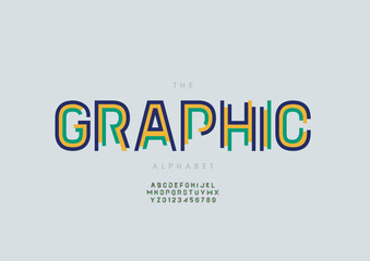Vector of stylized modern font and alphabet
