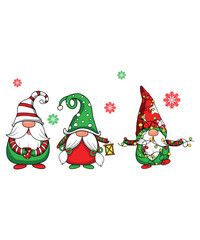 3 Holiday Christmas Gnomes With Christmas Decorations