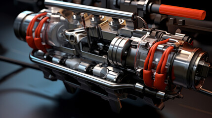 A 3D image of fuel rail. Close up view