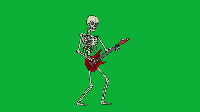 skeleton with guitar with chroma key