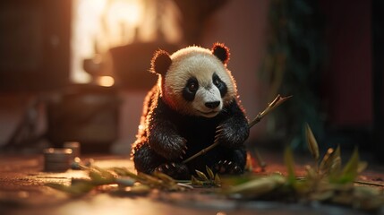 Cute Cartoon Animal Collection: Raccoon, Panda, and More in Stunning Nature!, generative AI