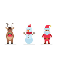 Christmas Icons Of Deer Snow Man And Santa Clause