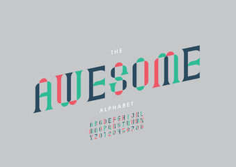 Vector of stylized modern font and alphabet