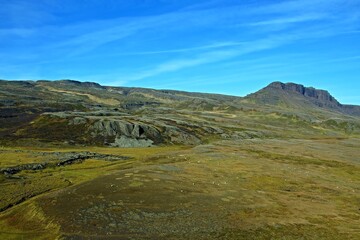 Fototapeta na wymiar Iceland-view of landscape since Grabrok Crater