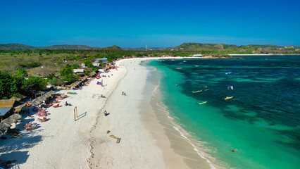 Aerial view of Tanjung Aan Beach in Lombok, Indonesia
