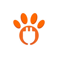 pug and paw negative space logo designs