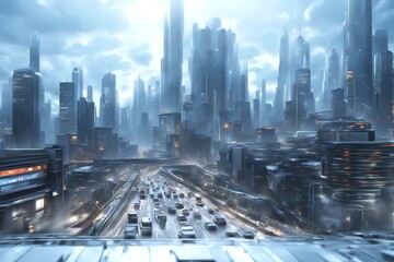 未来都市のハイウェイ