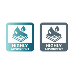 Highly absorbent layer vector label. Absorbing napkin, diaper or pad sticker.