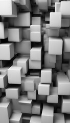 Abstract wallpaper formed from Black 3D Blocks. Tech 3D Render