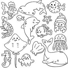 hand drawn cute under the sea design.