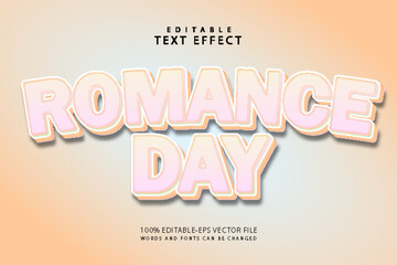Romance day editable text effect 3 dimension emboss cartoon style