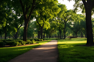 Obraz premium A City Park Filled with Trees, Plants, and Wildlife