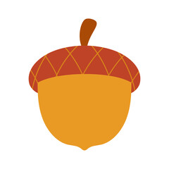 cartoon vector illustration of acorn isolated on white