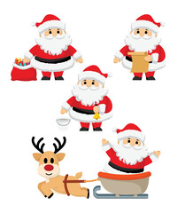 Obraz na płótnie Canvas 4 Christmas Santa Clause Icons And Vectors
