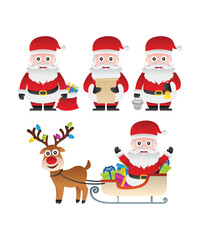 4 Christmas Santa Clause Icons And 1 Holiday Deer Icon