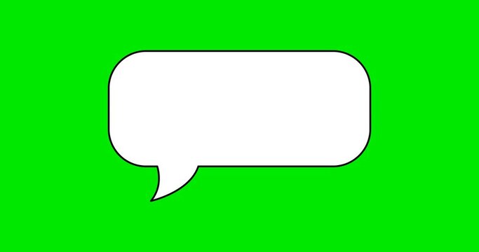 Animated white outlined speech bubble, chat balloon icon.