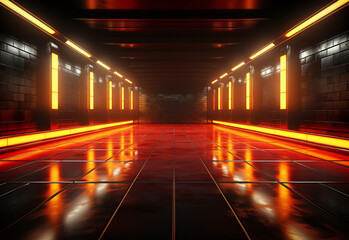 Yellow and red Neon illuminated futuristic backdrop realistic image- ultra hd- high design
