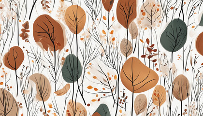 autumn abstract background with organic lines and textures on white background. Autumn floral detail and texture. Abstract floral organic wallpaper - obrazy, fototapety, plakaty