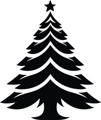 Christmas tree black and white symbols