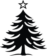 Obraz premium Christmas tree black and white symbols