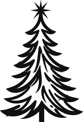 Christmas tree black and white symbols